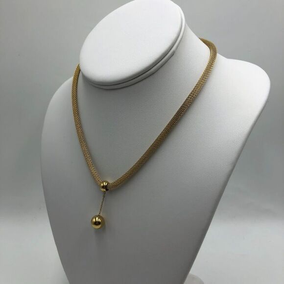 18K Gold Plated Women's Statement Necklace Dangling Ball Pendant Waterproof - Picture 3 of 11